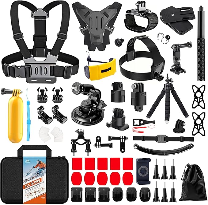 HONGDAK 70in1 Upgrade Action Camera Accessories Kit Compatible with GoPro Hero 13 12 11 10 9 8 7 6 5 4 3 3+ Max 11 mini Insta360 X5 X4 X3 X2 GO3 DJI Osmo Action 4 3 AKASO Sony Sports DV