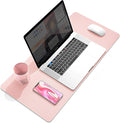 YSAGi Desk Pad, Desk Mat, 23.6" x 13.7" Ultra Thin Waterproof PU Leather Desk Blotter, Laptop Leather Desk Pad Protector for Keyboard and Mouse, Dual-Sided Desk Writing Pad for Office and Home (Pink)