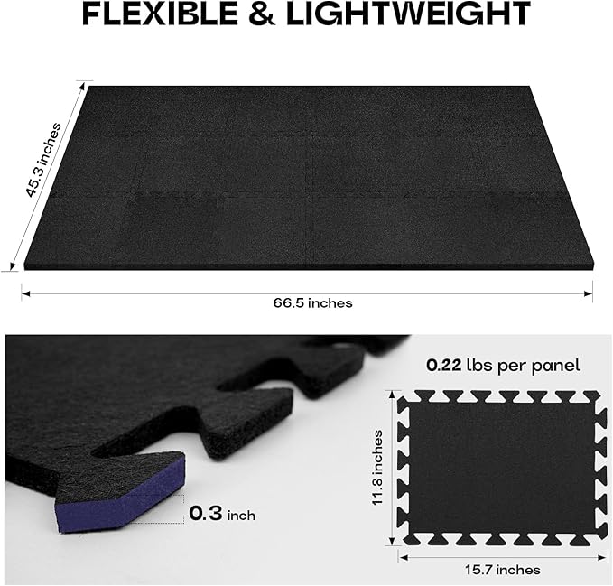 Starfavor Sound Absorbing Interlocking Floor Mats Pads 18 Pcs, 15.7" x 11.8" Anti-Vibration Sound Proof Puzzle Felt Padding - Protect Hardwood Floor