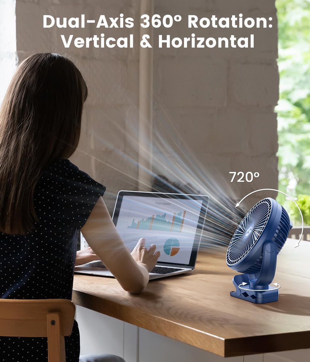 8" Clip on Fan, 20000mAh Rechargeable Fan Battery Portable, Strong Airflow