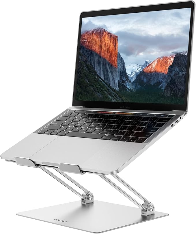 BESIGN LS10 Aluminum Laptop Stand, Ergonomic Adjustable Notebook Stand, Computer Holder Compatible with Air, Pro, Dell, HP, Lenovo More 10-14" Laptops, Silver