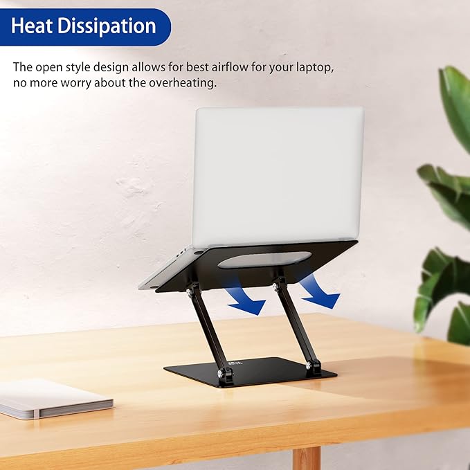 BESIGN LS10 Aluminum Laptop Stand, Ergonomic Adjustable Notebook Stand, Computer Holder Compatible with Air, Pro, Dell, HP, Lenovo More 10-14" Laptops, Black