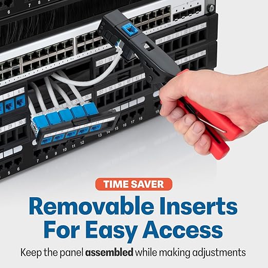 Everest 24 Port Keystone Patch Panel (10-Pack) - Removable 6-Port Panels - Use with Slim Profile Keystones ONLY (Wider Jacks May not fit Side by Side) - 8 Blank Keystone Jack Inserts Included