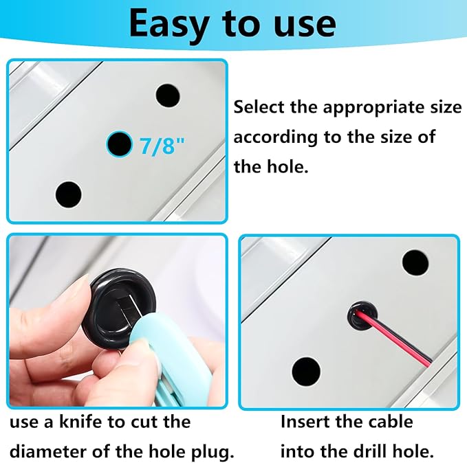 Rubber Grommet Kit Closed Firewall Grommet 7 Sizes 7/25" 3/8" 1/2" 5/8" 3/4" 7/8" 1" Rubber Hole Plug Rubber Grommets for Wiring (188Pcs)