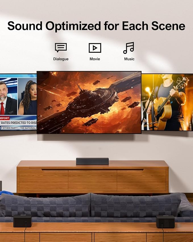 ULTIMEA 5.1 Sound Bar, 410W Dolby Atmos Surround Sound System for TV, 3D Sound Bars for Smart TV w/Subwoofer, Adjustable Surround & Bass, Home Audio w/APP Control, Poseidon D60(New 2025 Version)