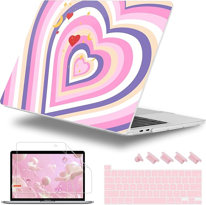 for MacBook Pro 16 inch Case 2019 2020 Release Model A2141, Plastic Hard Shell Cover with Keyboard Cover & Screen Protector for MacBook Pro 16 inch with Touch Bar & Touch ID, Wildflower Heart