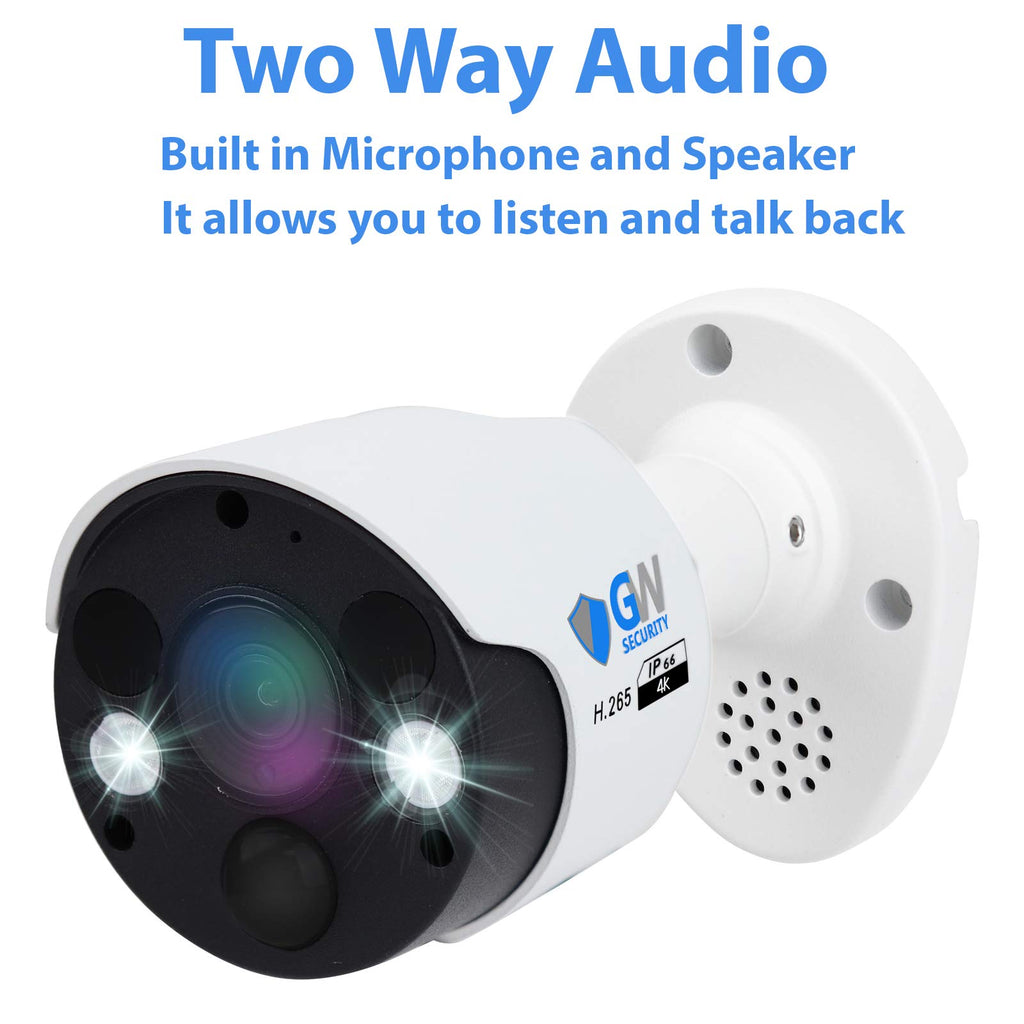GW 8 Channel 4K NVR 8MP 4K AI Smart Home Security Camera System, (4) Dome and (4) Bullet Built-in Microphone Audio Recording HD 2160P IP PoE Cameras, Face Recognition/Human/Vehicle Detection