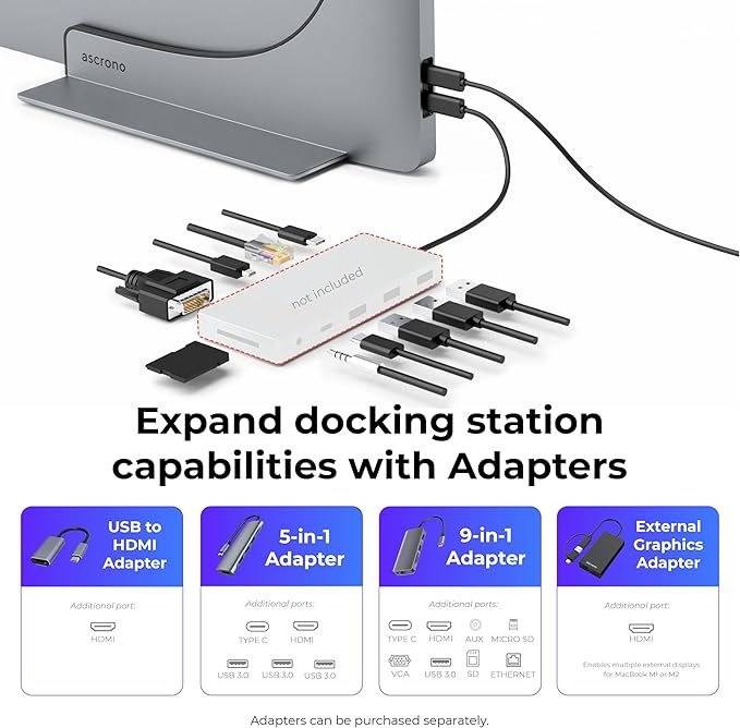 Dock for 13" 15" 16" MacBook Pro - Docking Station - Connect w/Two Thunderbolt 4 USB-C Ports - Mac Docking Station Hub for MacBook Pro 13, 15, 16 (2016-2020, 13" M1 & M2 2022) with Touch Bar