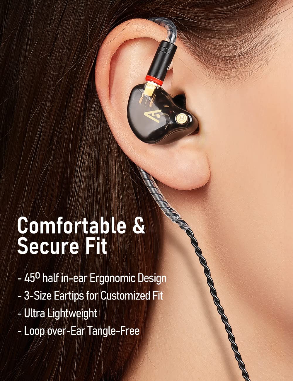 Audiovance Vibes 201 HiFi Wired Earbuds, 3.5mm in-Ear Headphones