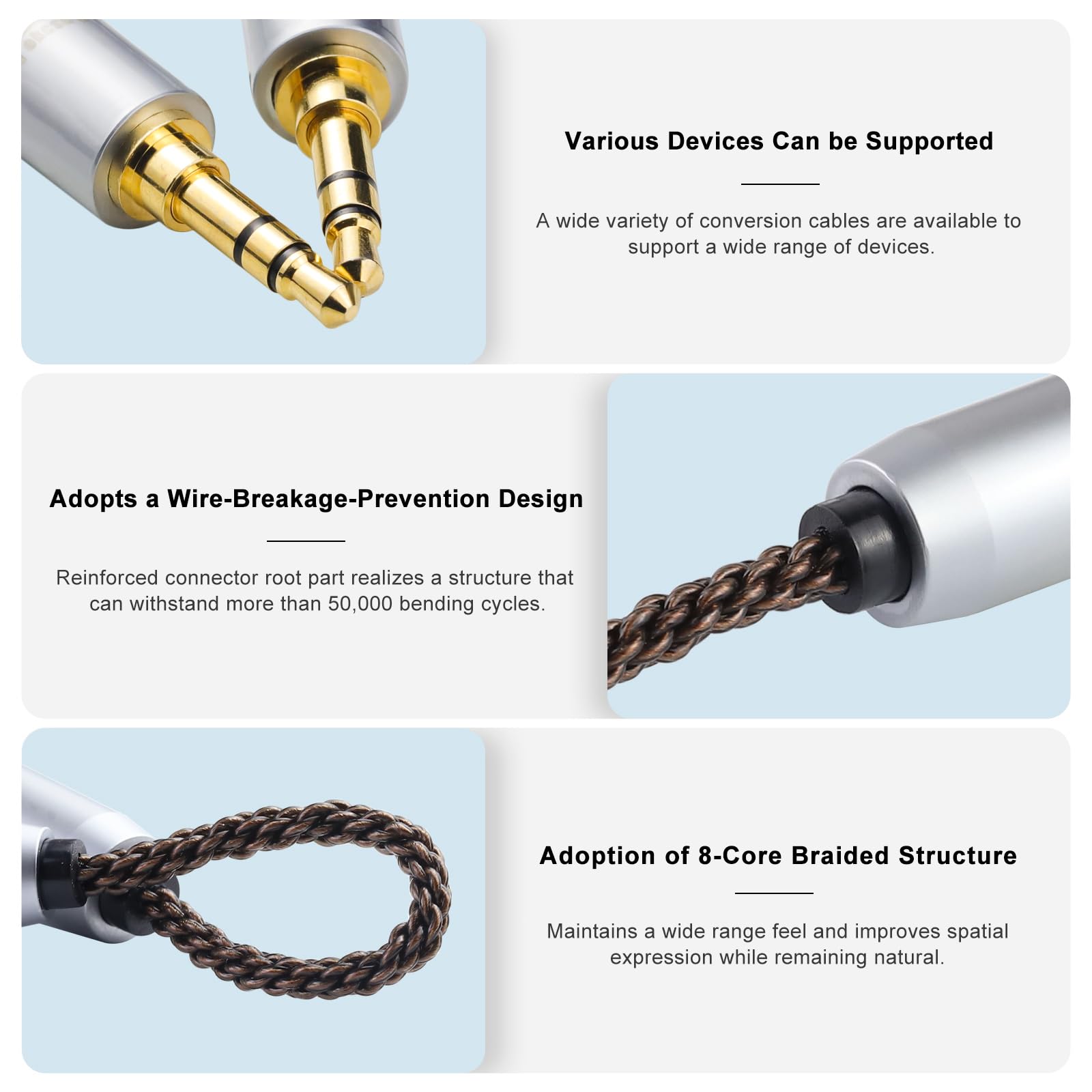okcsc 4.4MM Male to 3.5MM Pro Male Ultra Short Hifil Male to Male AUX Audio Cable OFC Pair Recording Cable Wire-Breakage-Prevention Design Adoption of 8-Core Braided Structure 5.82 inch