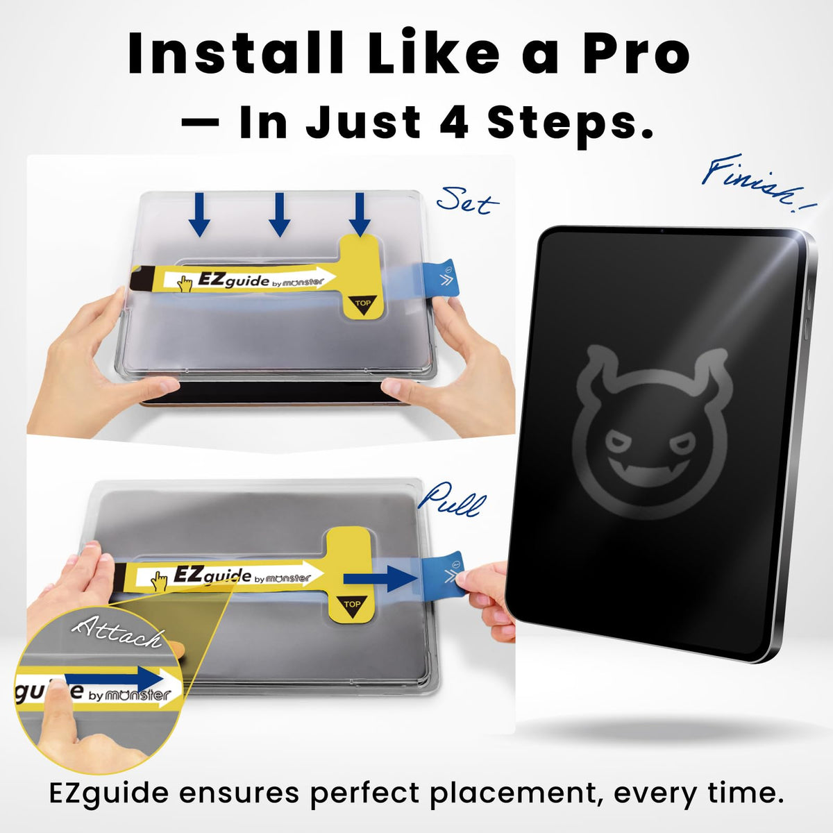BELLEMOND Tempered Glass Screen Protector designed for iPad Pro 13" (M5, 2025/M4, 2024) - Anti Blue Light filter「EZ Guide」Alignment Kit for Flawless Installation, 10H Hardness - Designed in Japan