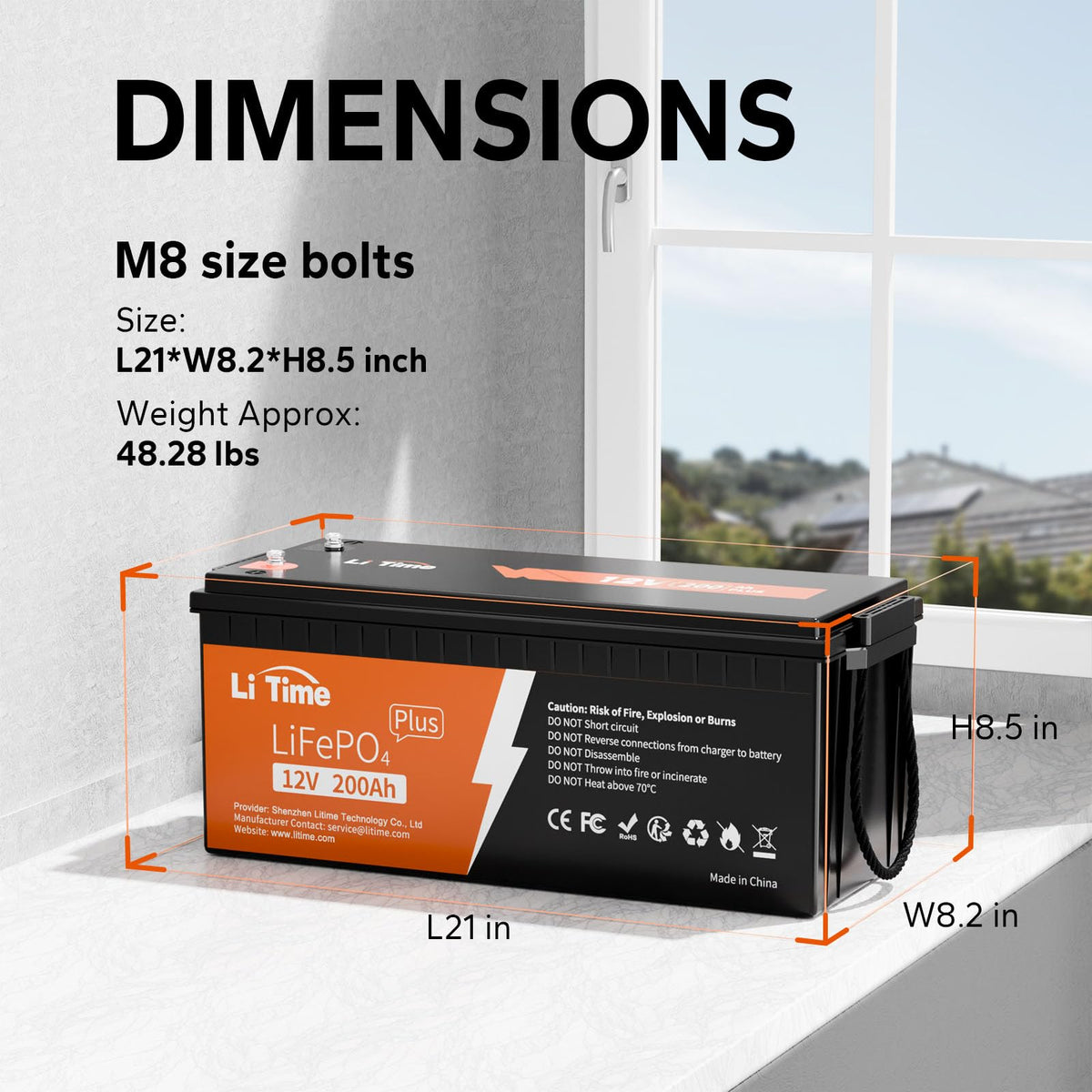 Litime 12V 230Ah Plus Lithium LiFePO4 RV Battery, 4000+ Deep Cycles Battery, 200A BMS, 2944Wh Energy, Perfect for Camper, Solar, Off-Grid,Van, Marine etc.