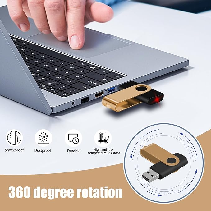 EASTBULL 1GB USB Flash Drive Bulk Thumb Drives 100 Pack with Lanyards USB 2.0 Memory Sticks Zip Drive Pen Drive for Storage and Backup Gold 100PCS 1GB