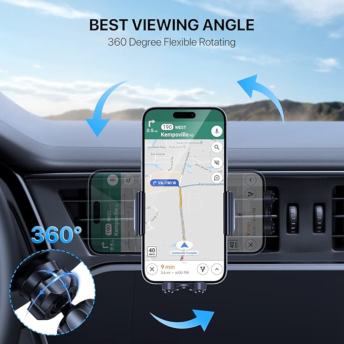 Miracase Upgraded-2nd Generation Universal Phone Holders for Your Car, 3 in 1 Air Vent Car Phone Holder Mount Compatible with iPhone 16/15/14/13/12/11 Series and All Phones