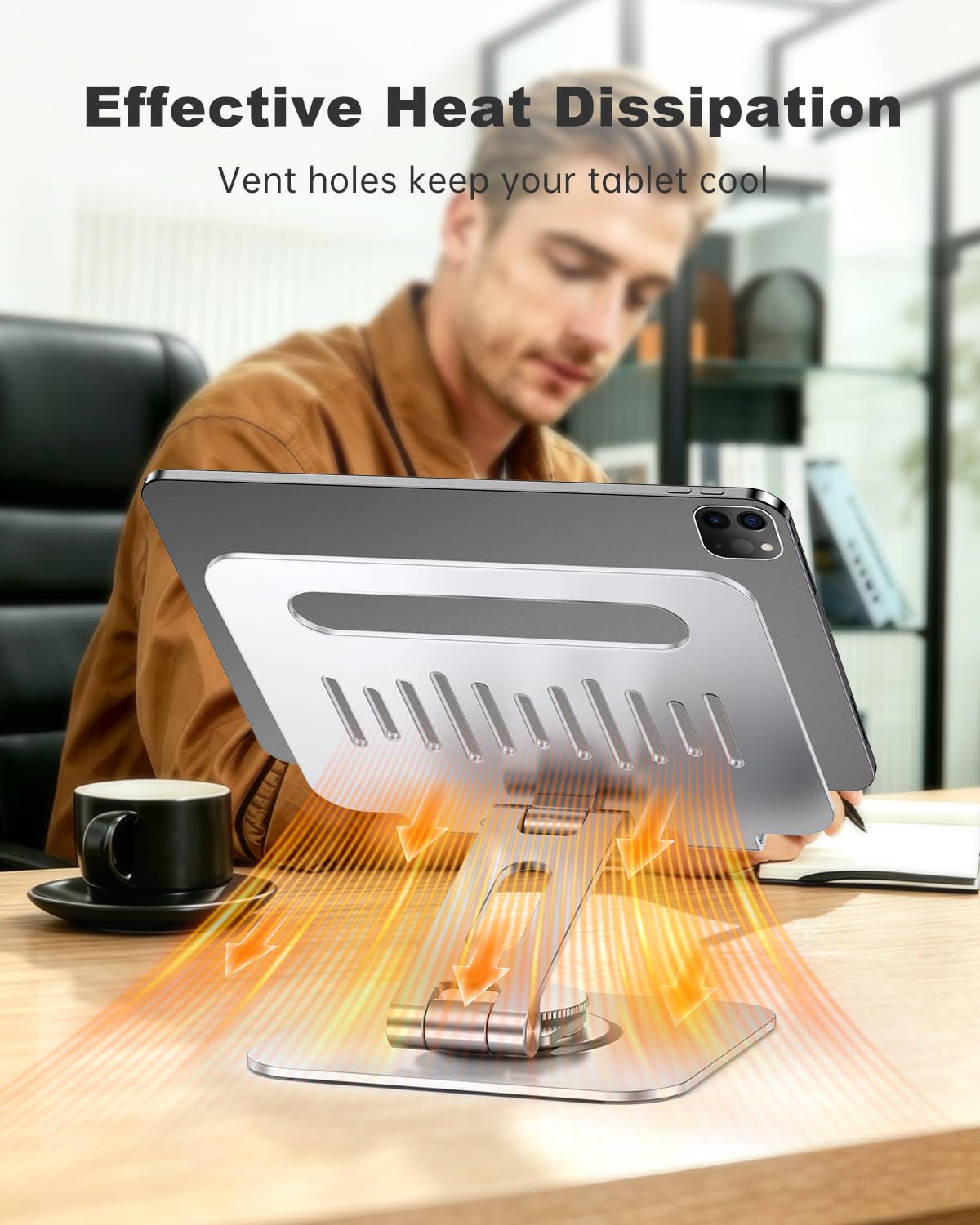 Gorablix Aluminum Tablet Stand, 360° Rotating iPad Holder Fits 4-13"
