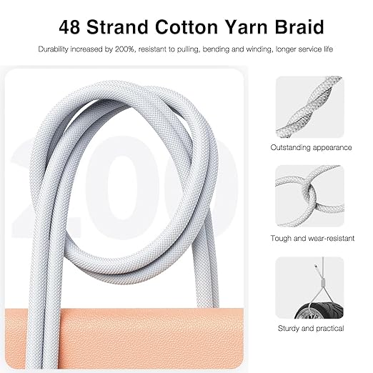 iPhone 15/16/16E/17 USB A to USB C Woven Cable for iPhone 17Air, 15 16 Pro Max, 15/16 Plus, iPad 10th Gen,iPad Pro 12.9/11,iPad Air 5th/4th Gen,Mini 6th Type-c Charger Cord,Car CarPlay Charging Cable