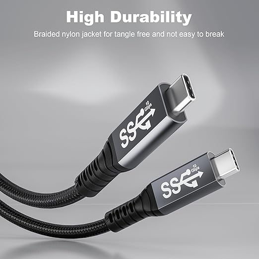 usbc to USB c 3.1,USB-c 10gbps Data Transfer Video 4K Monitor Cable 100W High Speed Data Transfer Fast Charging Cord Compatible with Monitor 3.3FT(1m)