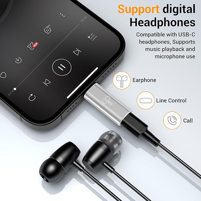 Temdan 2 Pack Lightning to USB C Adapter for iPhone 15/16 Pro/Pro Max/Plus, Support Audio/OTG Adapter, Type C Charger Connector Cable, Silver