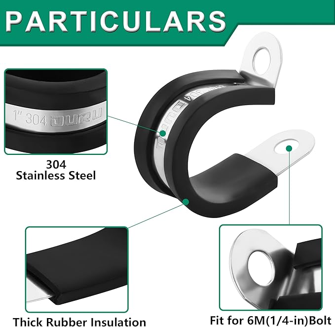 40PCS Cable Clamps 2 Inch 304 Stainless Steel Cable Clamps Rubber Coated Cushioned Insulated Cable Clamp,Automotive Wire Clamps,Pipe Clamps,Metal Clamp for Tube,Wire Cord Installation(51mm)