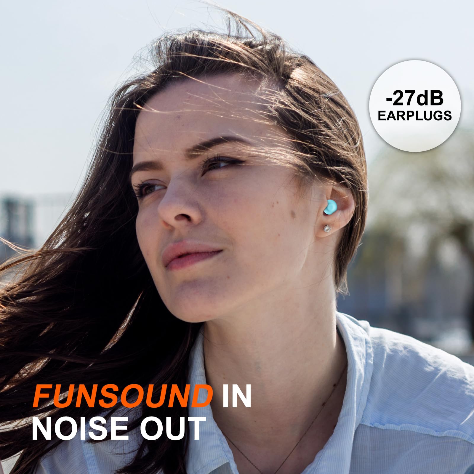 Ear Plugs for Sleeping Noise Reduction Reuseable, Concerts, Focus, Travel, Work, High Fidelity – 7 Pairs Eartips – Flexible Soft – Touch – NRR of 24 and 27 dB Noise Cancelling (Blue)