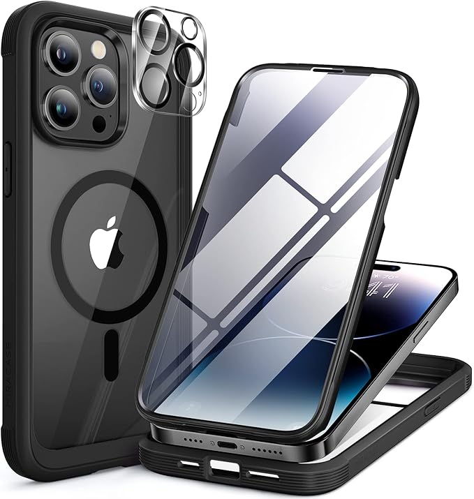 Miracase for iPhone 13 mini Case 5.4",Full-Body Protection,Clear Bumper Case with Built-in 9H Tempered Glass Screen Protector,Military-Grade Drop Protection Outdoor Phone Case for 13 mini,Dark Blue