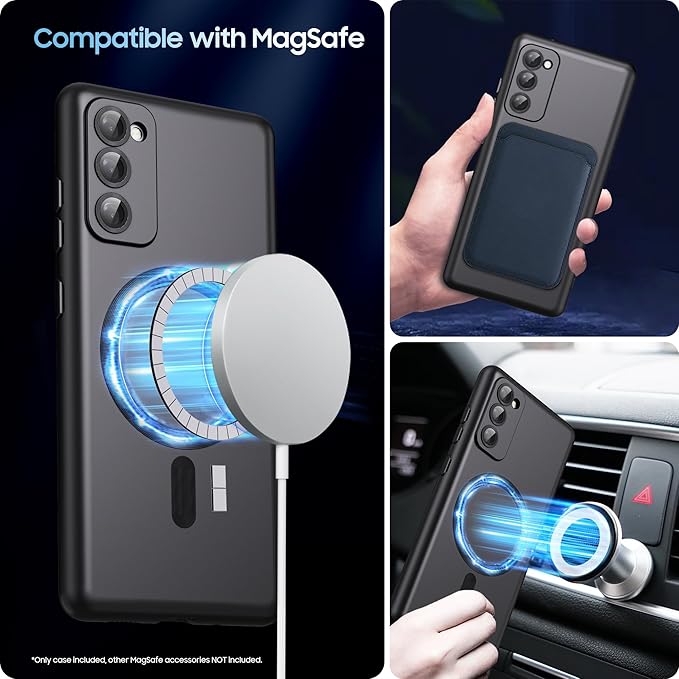 Magnetic for Samsung Galaxy S20 FE 5G Case 【Compatible with MagSafe】【Built-in Camera Lens Protector】 Slim Soft TPU Shockproof Phone Shell (Black)