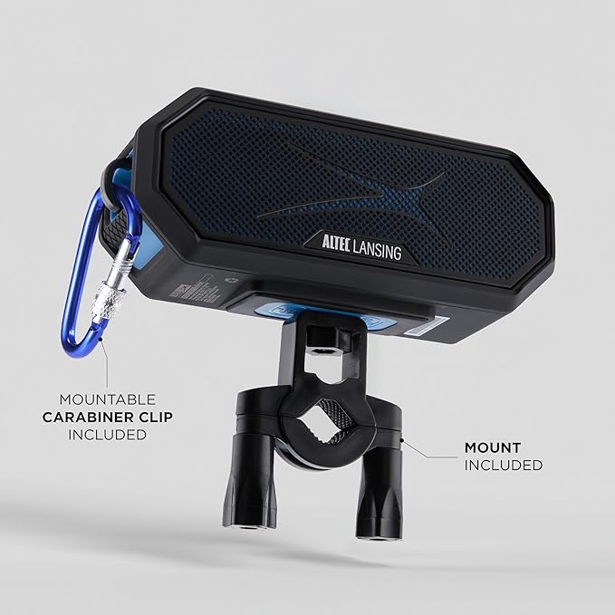 Altec Lansing Magnetic Bluetooth Speaker HYDRAJOLT 2.0, Waterproof IP67, 12W Output Power, 16H Battery, Multicolor LED, 100ft Wireless Range, Voice Assistant, USB-C Quick Charge