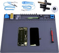Anti Static Mat for PC Building, Computer Electronics Repair, IUZIT Heat Resistant 932°F ESD Soldering Mat with Grounding Cord & Plug, ESD Wristband for BGA Gun Soldering Iron15.9” x 12”