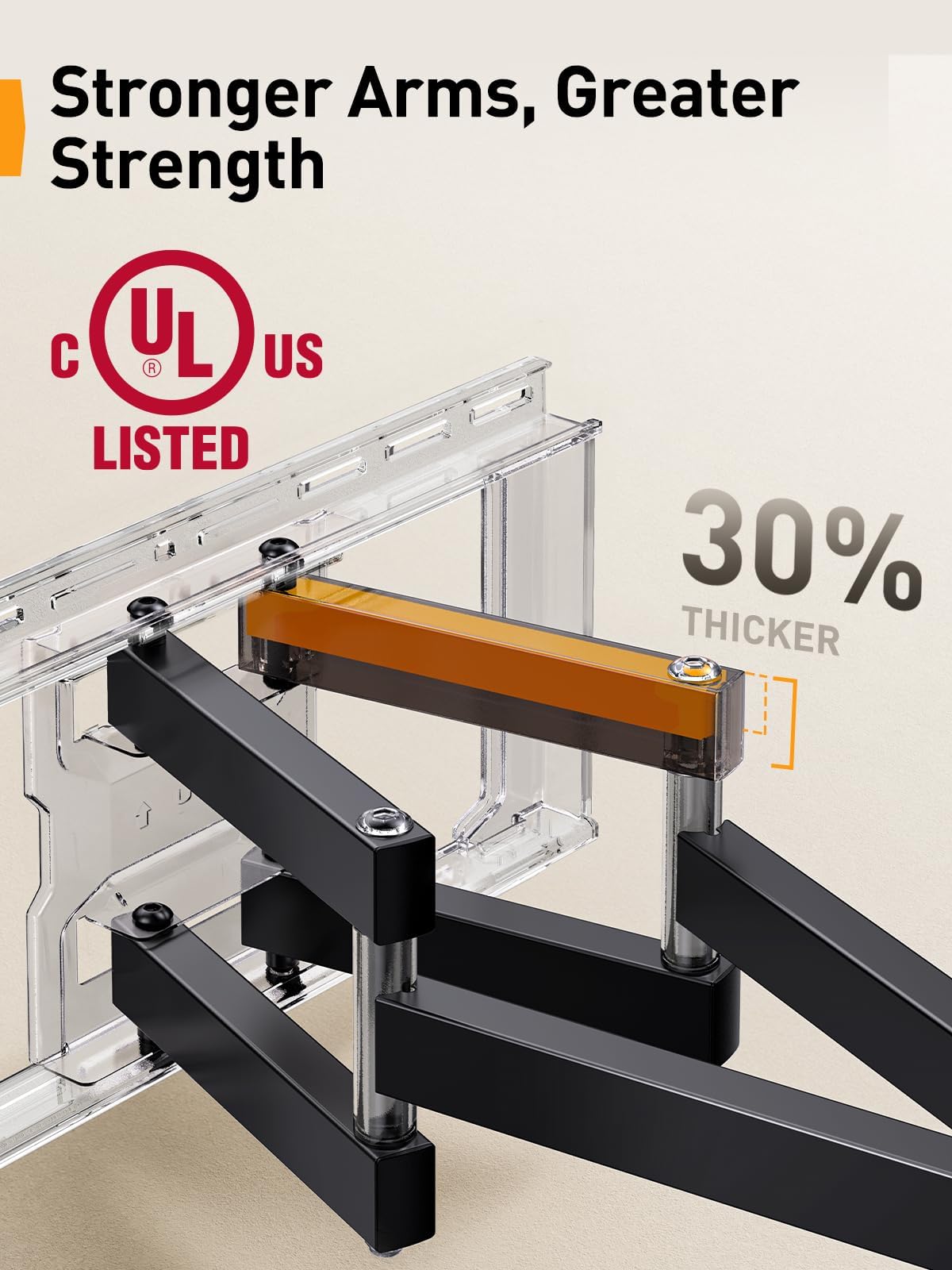 Perlegear UL Listed Full Motion TV Wall Mount for 42-90" TVs up to 132lbs