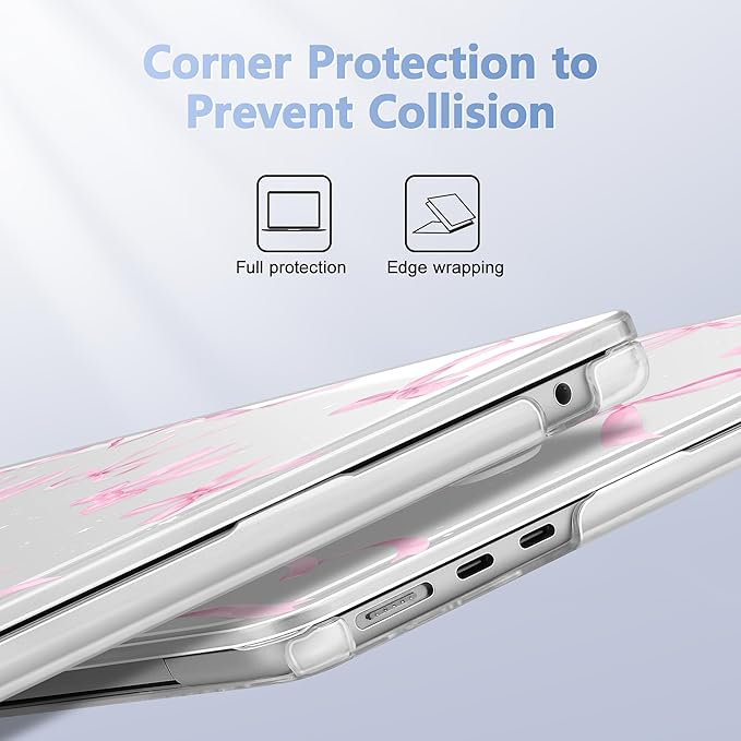 Case for MacBook Air 15 Inch 2025 2024 2023 Release M4 A3241 M3 A3114 M2 A2941, Hard Shell with Screen Protector & Keyboard Cover, Compatible with Touch ID, Bowknot