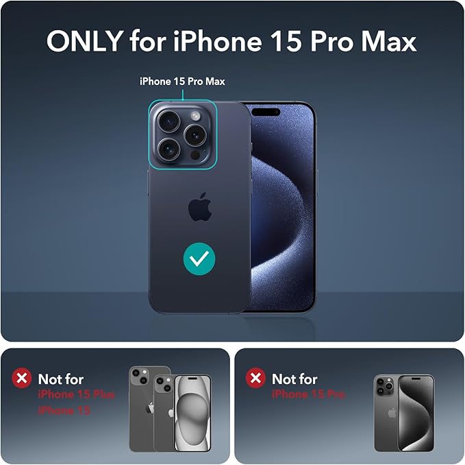 ESR 3+2 Pack for iPhone 15 Pro Max Screen Protector, [9H Hardness] [Military Grade Shatterproof] Full Coverage Ultra-tough Tempered Glass Film, Easy Installation Frame, 2 Set of Camera Lens Protector