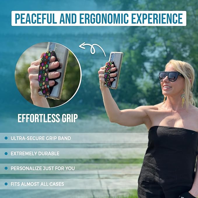 Phone Grip Strap - Reversible Finger Holder for Phone Back, Customizable Anti-Slip Design, Wireless Charging Compatible Detachable Holder for iPhone - Brown & Green Snake Skin