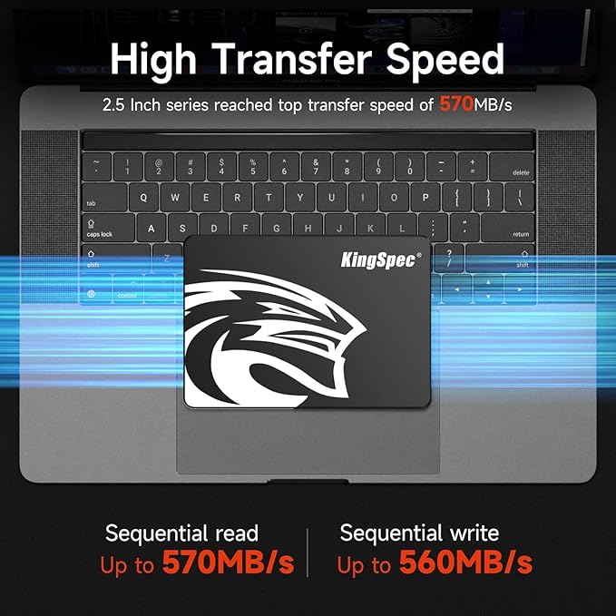 KingSpec 8TB 2.5 SSD SATA III Internal - 550MB/s Read, 520MB/s Write with 3D NAND Flash, for Laptop & Desktop PC Upgrade