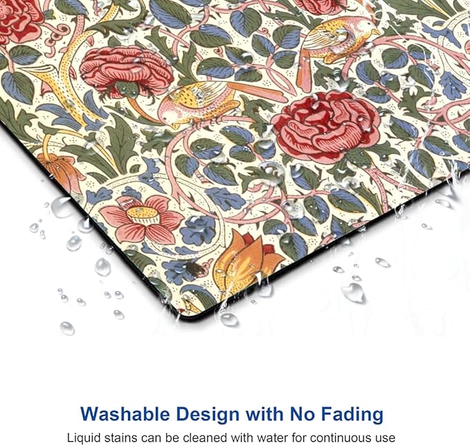 Mouse Pad, Floral Mouse Pad, Square Mouse Mat Waterproof Mousepad Non-Slip Rubber Base Mouse Pads for Office Laptop, William Morris Flowers