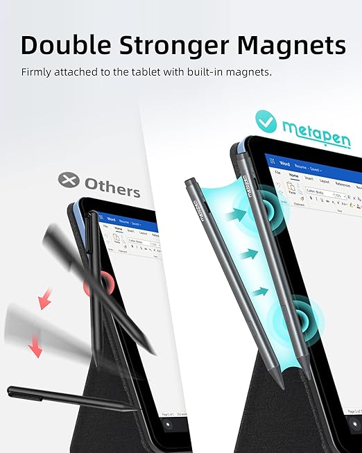 Metapen Stylus Pen M2 for Surface (Premium, 4096 Finest Control, Eraser End) - Compatible with Surface Pro 7//8/9/X//10/11/Book 3/Laptop 4/Studio 2, ASUS VivoBook Flip 14, for Creators,Students,Doers