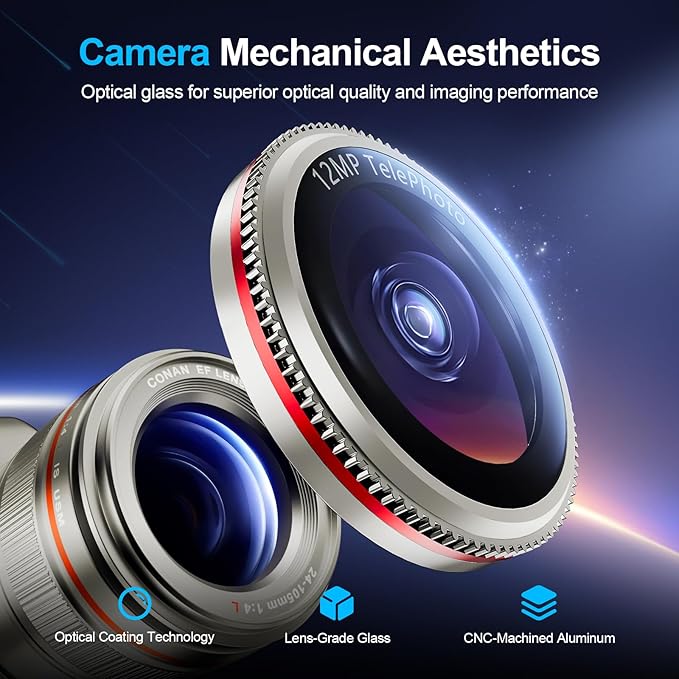X-it 2 Pack Camera Lens Protector, Shatterproof Anti-Scratch Ultra HD Camera Protector, Anti-Glare Tempered Glass Lens Protector for iPhone 15 Pro Max/15Pro/14 Pro Max/14Pro, Case Friendly,TitaniumRed