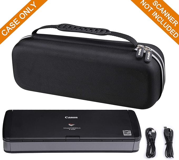 Aproca Portable Case Compatible with Canon ImageFORMULA R10 / ImageFORMULA P-215II Portable Document Scanner, Storage Hard Bag - Black (Case Only)