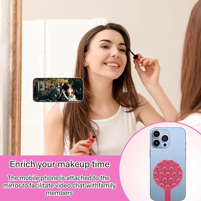 Magnetic Suction Cup Phone Mount, Silicone Suction Stand Holder, Compatible with iPhone MagSafe Phone Case, Hands-Free Mirror Shower Phone Holder Accessory for TikTok Videos, Teal Green