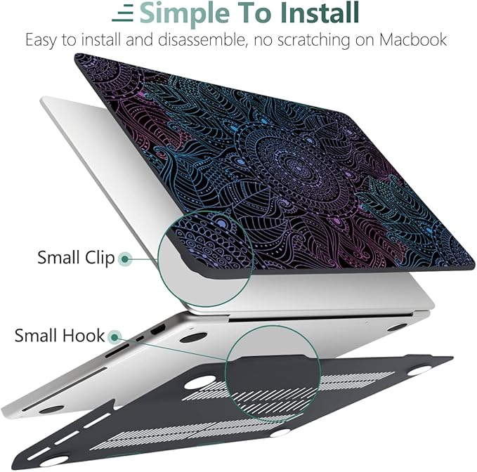 DONGKE for M4 MacBook Pro 16 Inch Case 2024 2023 2021 A3403 A3186 M3 A2991 M2 A2780 M1 A2485 Pro/Max Chip, Plastic Hard Shell Case & Keyboard Cover for Mac Pro 16 with Touch ID, Colorful Mandala