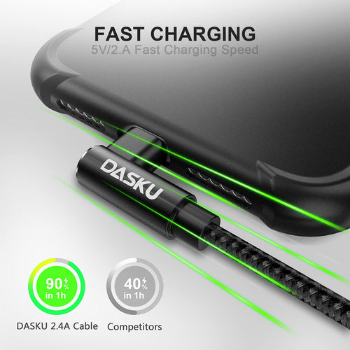 90 Degree iPhone Charging Cable [MFi Certified] Lightning Cable 10FT 2 Pack