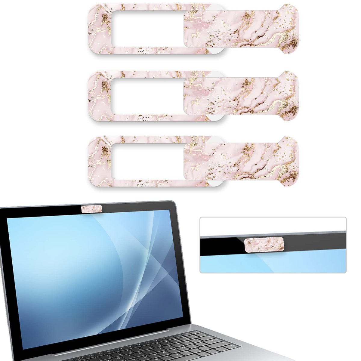Webcam Cover, 3 Pieces, Laptop Camera Cover, Privacy Shielding Capacity is Twice as Big as The Traditional, Suitable for Computer Mobile Phones, laptops, Tablets and so on (Black)