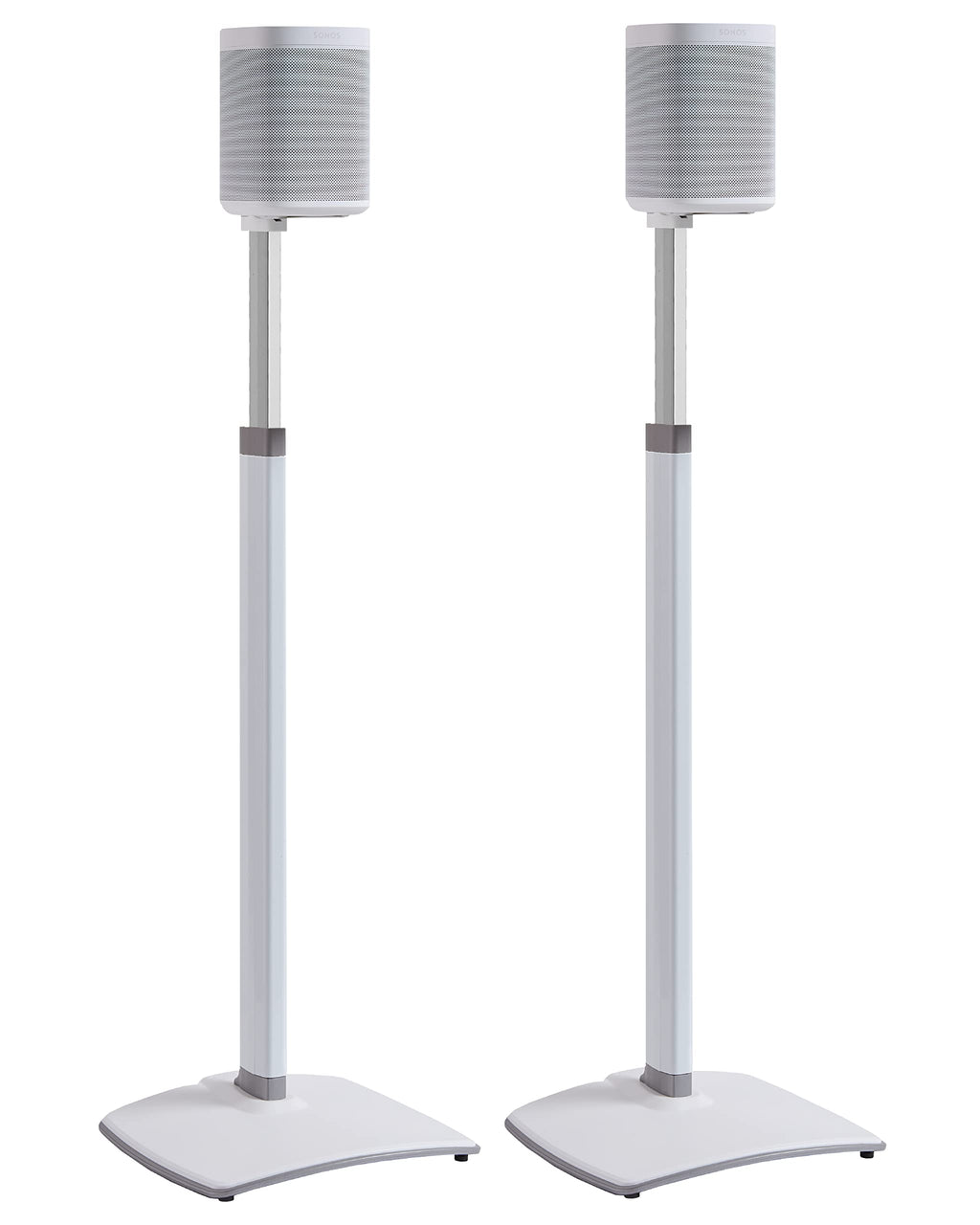 SANUS Adjustable Height Wireless Speaker Stands Designed for Sonos One, One SL, and Play:1 - Tool-Free Adjustment up to 16" and Built-in Cable Management (White)