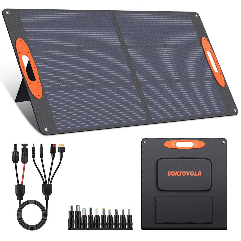 SOKIOVOLA N-Type 16BB 100W Portable Solar Panel 18V Mono ETFE Foldable Solar Panel,25% High Efficiency IP68 Waterproof for Camping Outdoor RV Blackout
