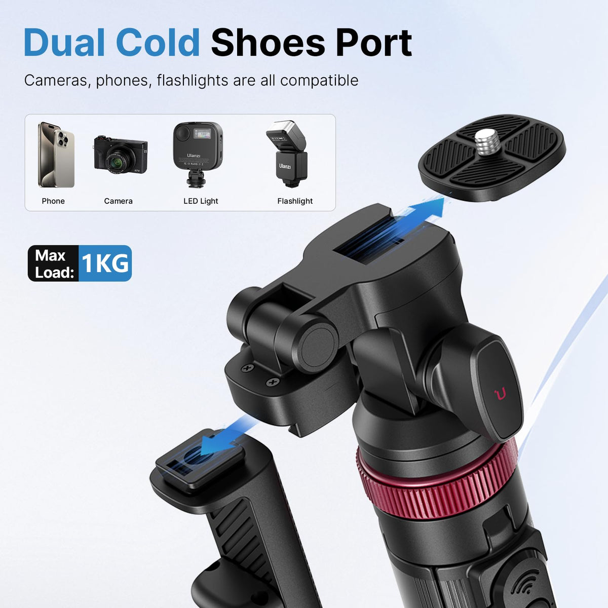 Ulanzi MT-78 Extendable Phone Tripod, 72.83" Selfie Stick Camera Stand