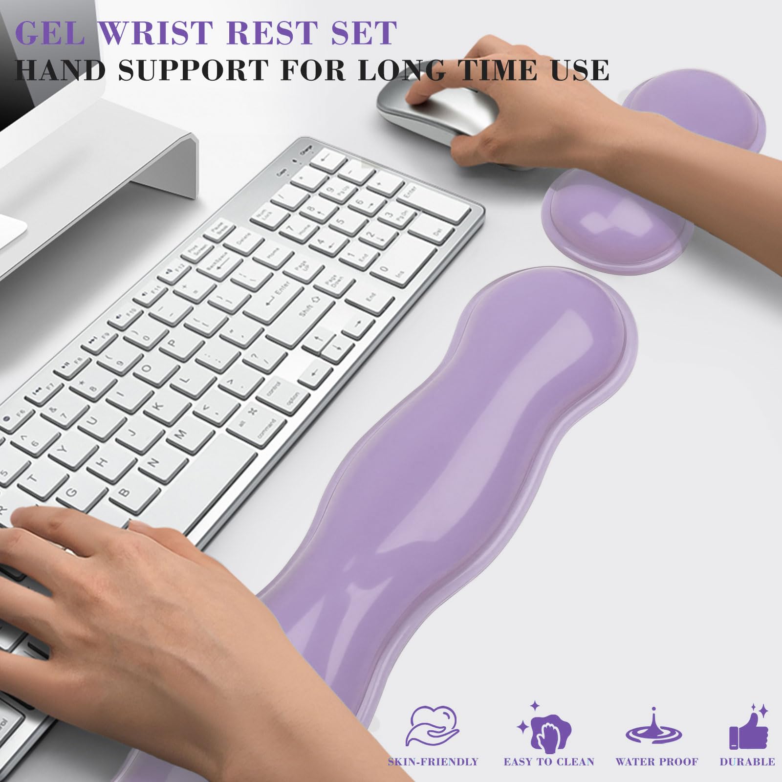 ABRONDA Gel Wrist Rest for Keyboard and Mouse, Wrist Rest for Keyboard, Mouse Wrist Support, Pain Relief, Cool Touch, Non-Skid, Mouse Wrist pad