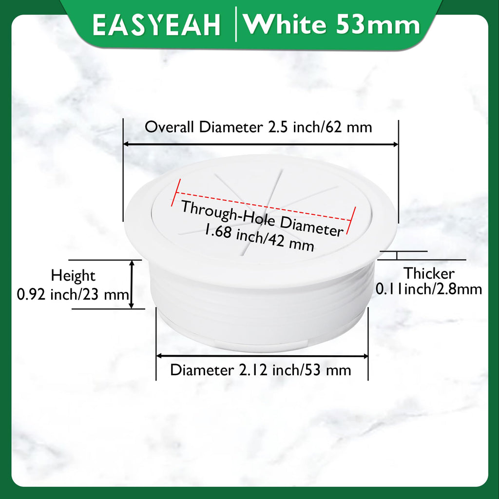 EASYEAH 5 Pcs Desk Grommet 2-1/16" / 53 mm, Desk Hole Cover for Cables