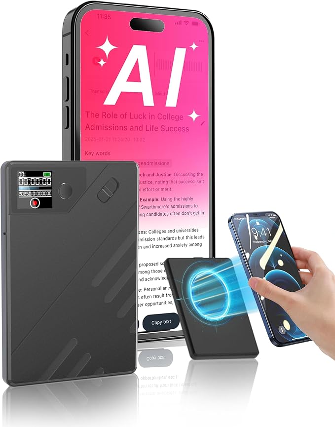 Ai Voice Recorder, Note Voice to Text Recorder W/Magnetic Case, App Control, Transcribe & Summarize with by Chatgpt, Support 112 Languages, 64GB Memory, Audio Recorder for Lectures, Meetings, Calls