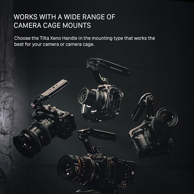 Tilta Xeno Top Handle for Filmmakers & Cameras - Black | Aluminum Alloy and Silicone Build | 1/4″-20 and 3/8″-16 Threads w/Locating Points | Safety Release Pin | Comfortable Handling (NATO)