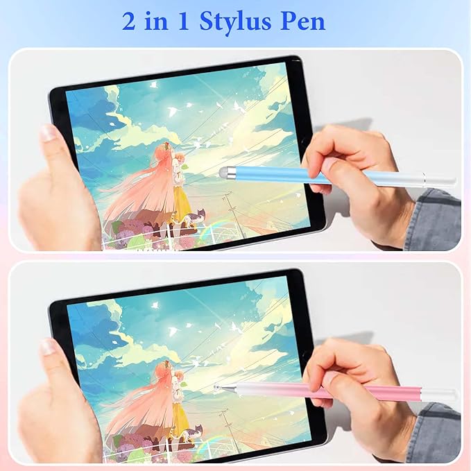 Stylus Pens for Touch Screens, 2 Pcs 2-in-1 Lightweight Magnetic iPad Pen