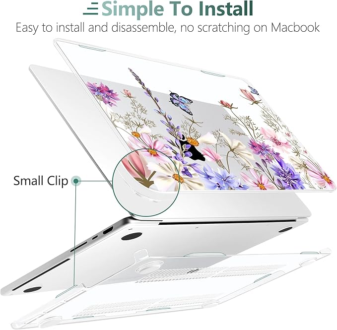 DONGKE for M4 MacBook Pro 16 Inch Case 2024 2023 2021 A3403 A3186 M3 A2991 M2 A2780 M1 A2485 Pro/Max Chip, Plastic Hard Shell Case & Keyboard Cover for Mac Pro 16 with Touch ID, Butterfly Floral